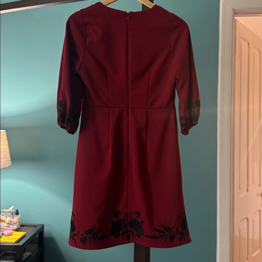 Foxiedox Dark Red/Sangria Red/Wine Red Knee-Length Dress, size Small - Picture 3 of 8